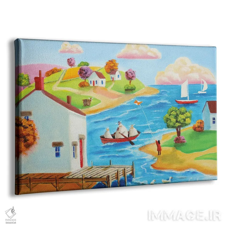 تابلو دکوراتیو گاو و گوسفند در قایق اثر گوردون بروس - نمای پرسپکتیو محصول