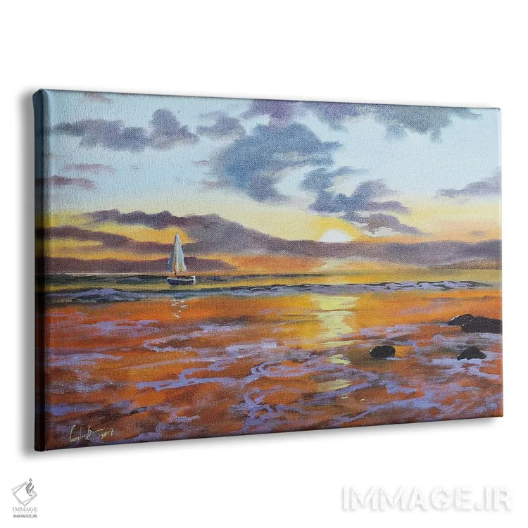 تابلو دکوراتیو قایق روی دریا اثر گوردون بروس - نمای پرسپکتیو محصول