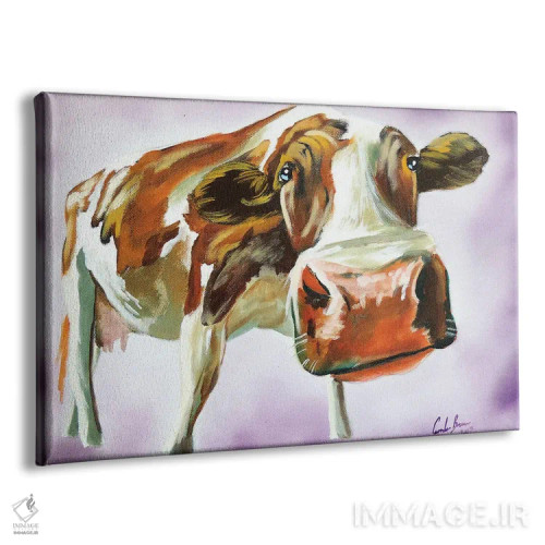 تابلو دکوراتیو گاو قهوه ای و سفید اثر گوردون بروس - نمای پرسپکتیو محصول