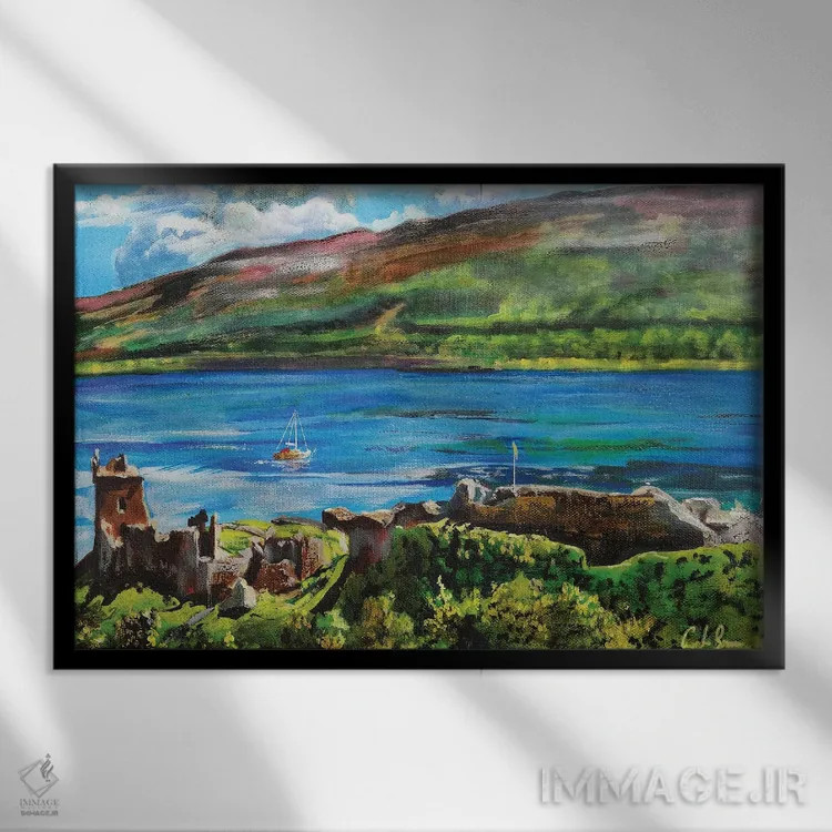 تابلو دکوراتیو لوخ نس اثر گوردون بروس - نمای قابدار مشکی