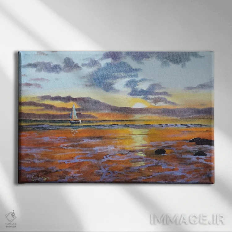 تابلو دکوراتیو قایق روی دریا اثر گوردون بروس - نمای روبهرو روی دیوار