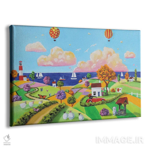 تابلو دکوراتیو بالن ها در ساحل دریا اثر گوردون بروس - نمای پرسپکتیو محصول