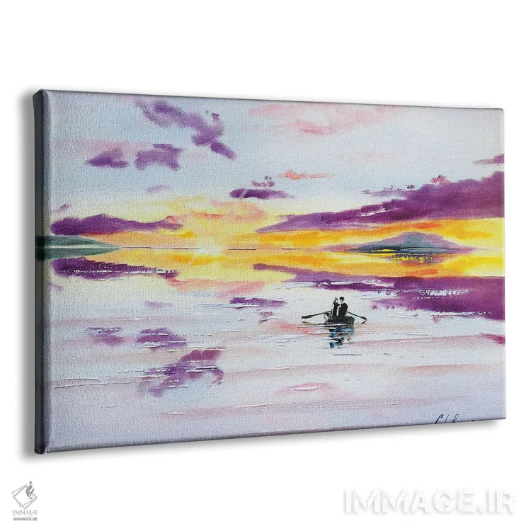 تابلو دکوراتیو قایق در غروب روی دریا اثر گوردون بروس - نمای پرسپکتیو محصول