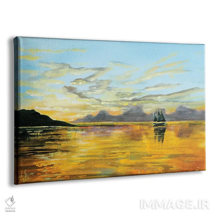 تابلو دکوراتیو غروب آفتاب در دریا اثر گوردون بروس - نمای پرسپکتیو محصول