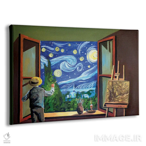 تابلو دکوراتیو ون گوگ نقاش شب پرستاره اثر گوردون بروس - نمای پرسپکتیو محصول