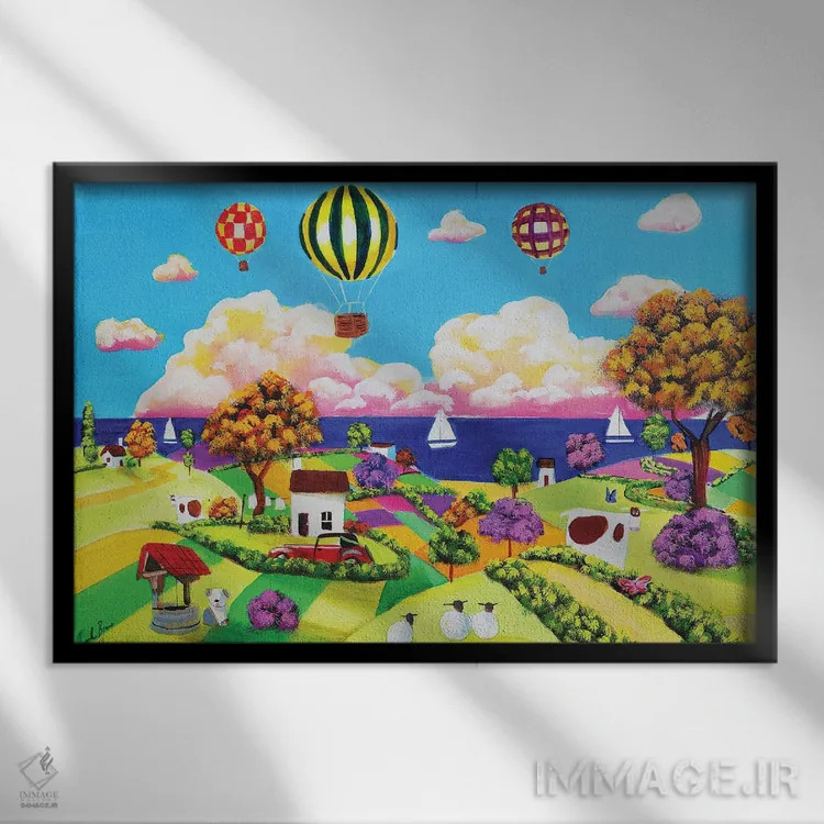 تابلو دکوراتیو ساحل شاد اثر گوردون بروس - نمای قابدار مشکی