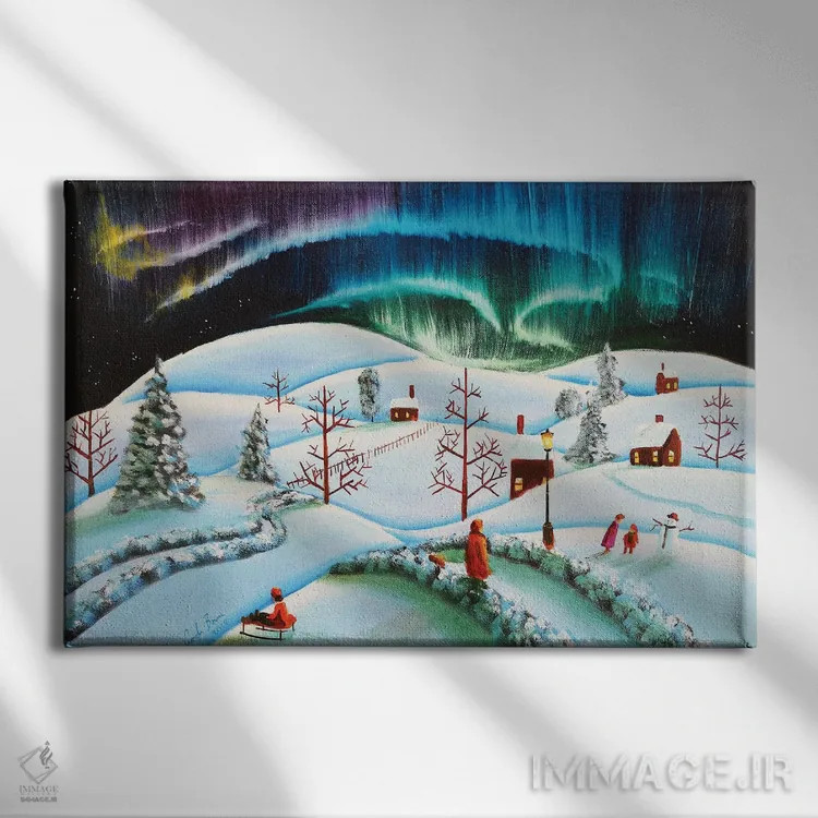 تابلو دکوراتیو شفق قطبی اثر گوردون بروس - نمای روبهرو روی دیوار