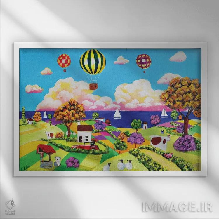 تابلو دکوراتیو ساحل شاد اثر گوردون بروس - نمای قابدار سفید