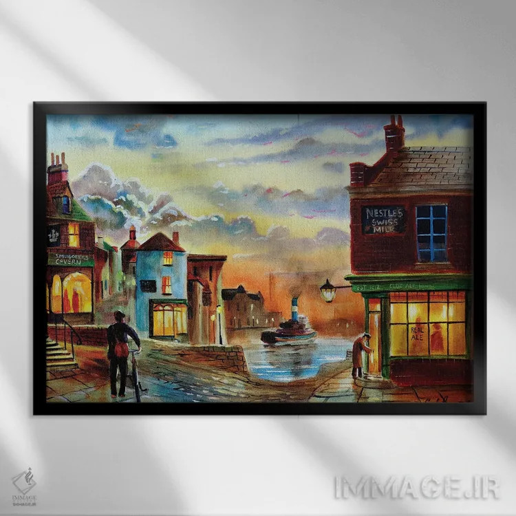 تابلو دکوراتیو غار قاچاقچی اثر گوردون بروس - نمای قابدار مشکی