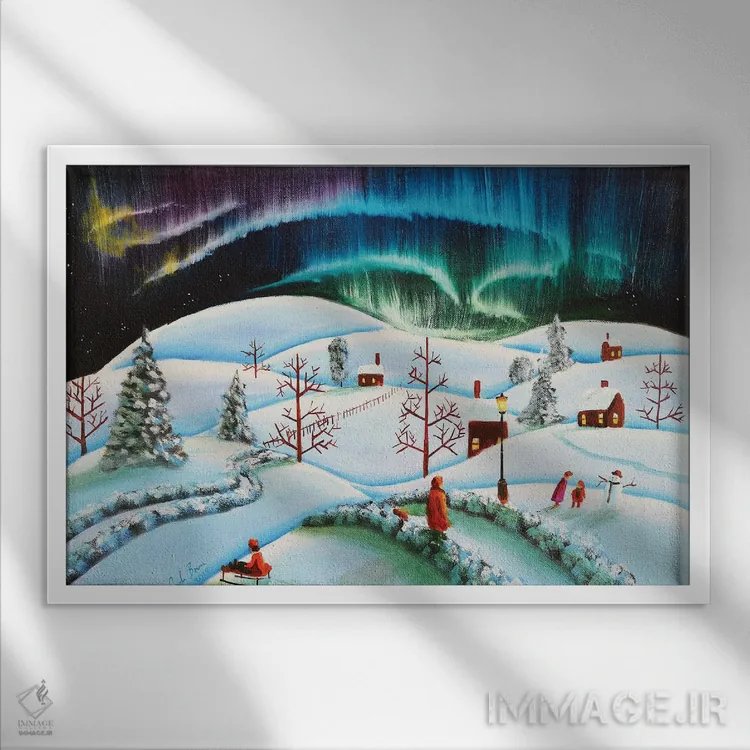 تابلو دکوراتیو شفق قطبی اثر گوردون بروس - نمای قابدار سفید