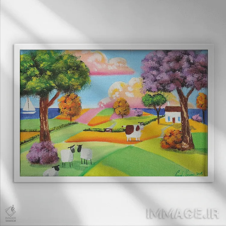 تابلو دکوراتیو تپه های نرم و مواج اثر گوردون بروس - نمای قابدار سفید