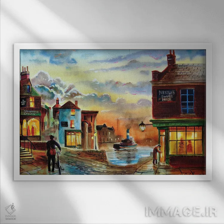 تابلو دکوراتیو غار قاچاقچی اثر گوردون بروس - نمای قابدار سفید