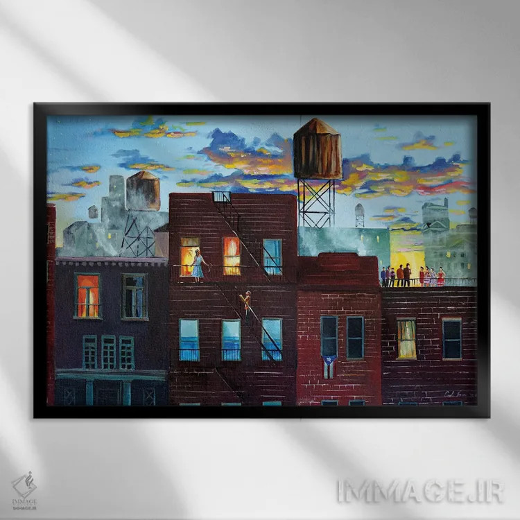 تابلو دکوراتیو داستان وست ساید اثر گوردون بروس - نمای قابدار مشکی