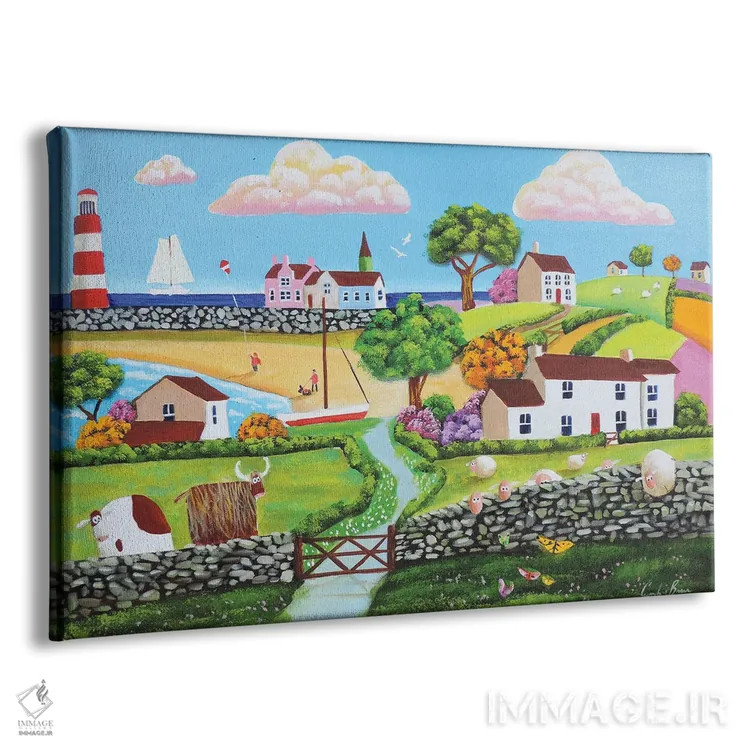 تابلو دکوراتیو گاو اسکاتلندی در کنار دریا اثر گوردون بروس - نمای پرسپکتیو محصول