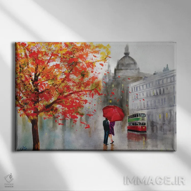 تابلو دکوراتیو باران پاییزی اثر گوردون بروس - نمای روبهرو روی دیوار