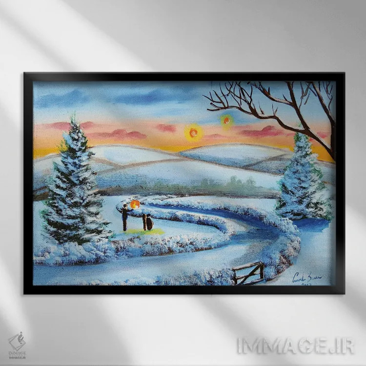 تابلو دکوراتیو فانوس های زمستانی اثر گوردون بروس - نمای قابدار مشکی