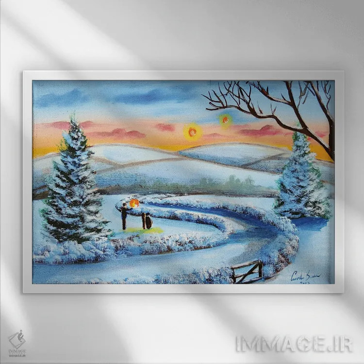 تابلو دکوراتیو فانوس های زمستانی اثر گوردون بروس - نمای قابدار سفید