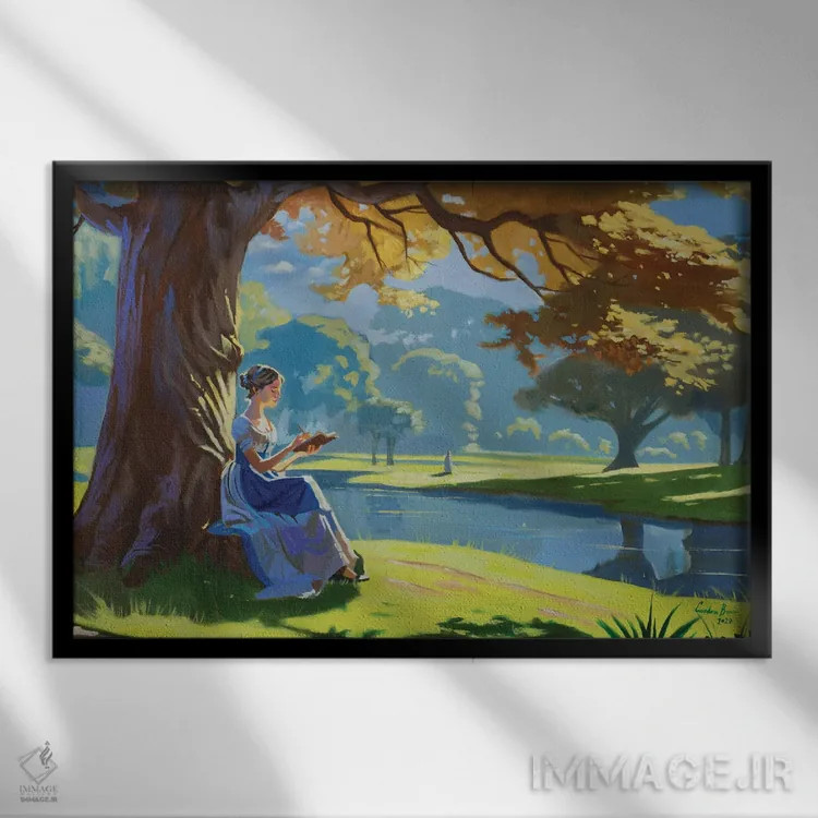 تابلو دکوراتیو پناهگاه ادبی جین آستن اثر گوردون بروس - نمای قابدار مشکی