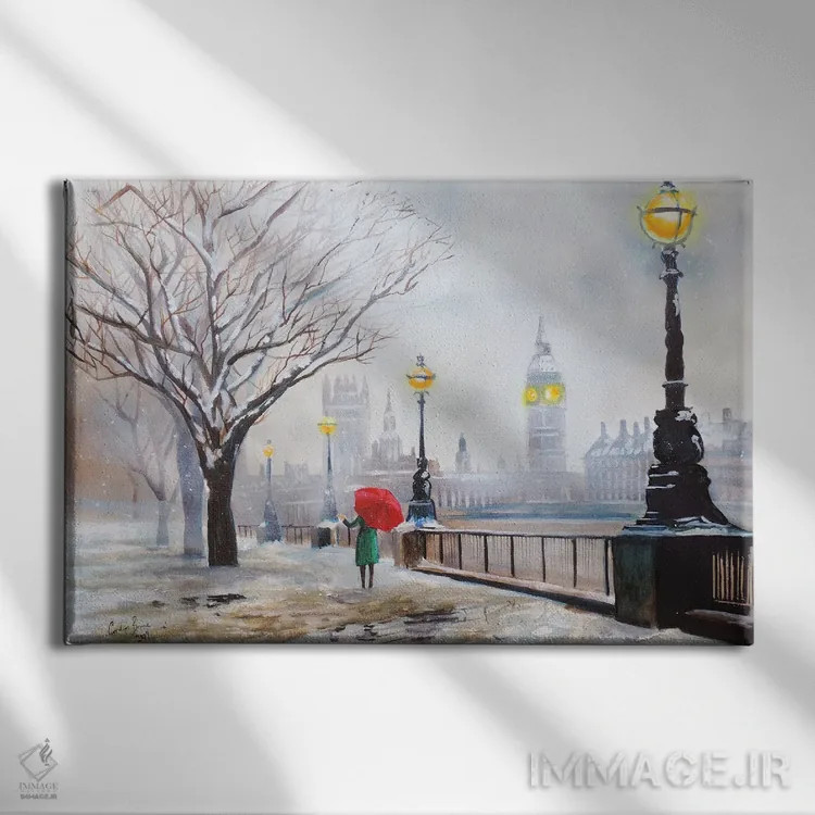 تابلو دکوراتیو زمستان لندن اثر گوردون بروس - نمای روبهرو روی دیوار
