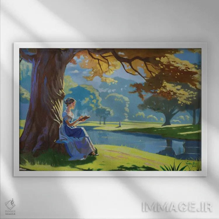 تابلو دکوراتیو پناهگاه ادبی جین آستن اثر گوردون بروس - نمای قابدار سفید