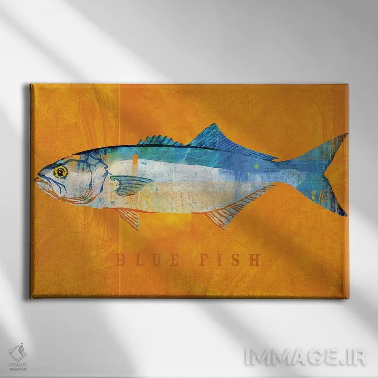 تابلو دکوراتیو ماهی آبی اثر جان گلدن - نمای روبهرو روی دیوار