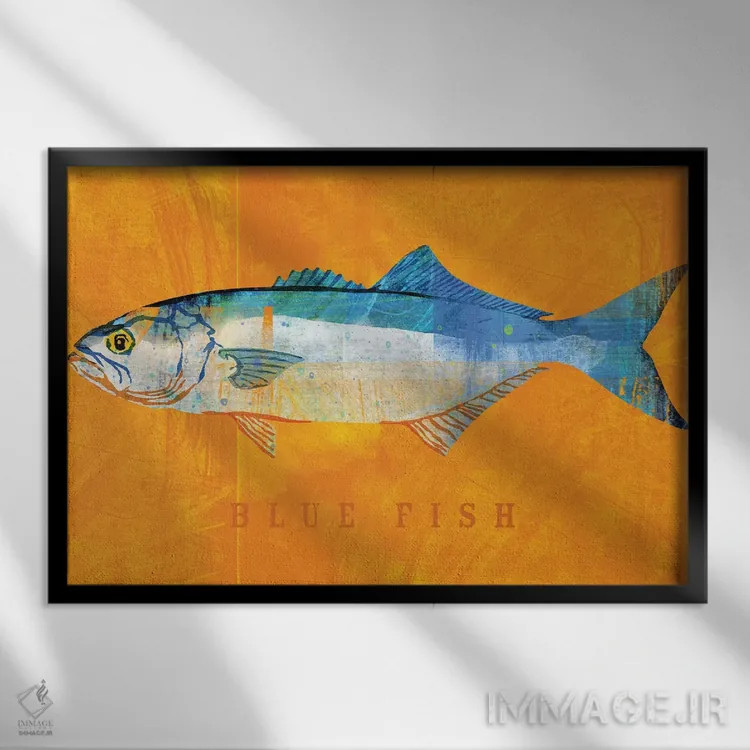 تابلو دکوراتیو ماهی آبی اثر جان گلدن - نمای قابدار مشکی