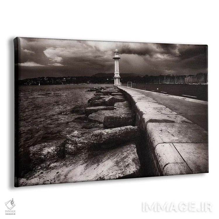 تابلو دکوراتیو فانوس دریایی دریاچه ژنو اثر جورج اوزه - نمای پرسپکتیو محصول