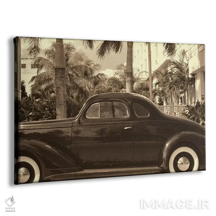 تابلو دکوراتیو ماشین قدیمی در بلوار ساحلی، میامی بیچ، فلوریدا اثر جورج اوزه - نمای پرسپکتیو محصول