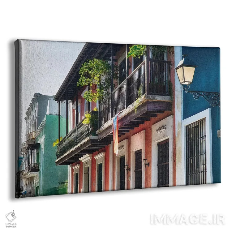 تابلو دکوراتیو خیابان قدیمی سن خوان در نور رمزآلود اثر جورج اوزه - نمای پرسپکتیو محصول