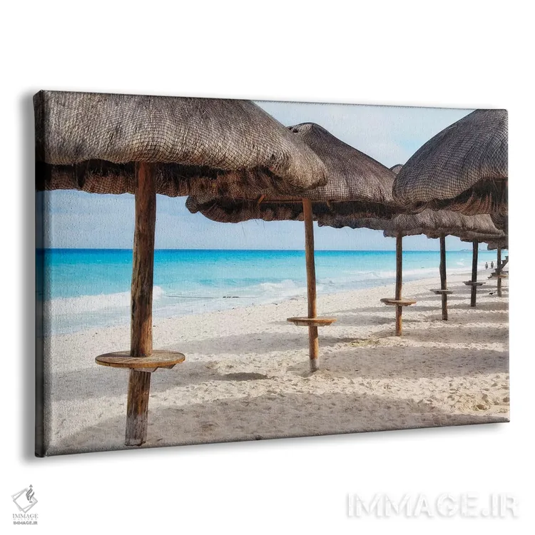 تابلو دکوراتیو کلبه های ساحلی کنار هم در کانکون، مکزیک اثر جورج اوزه - نمای پرسپکتیو محصول