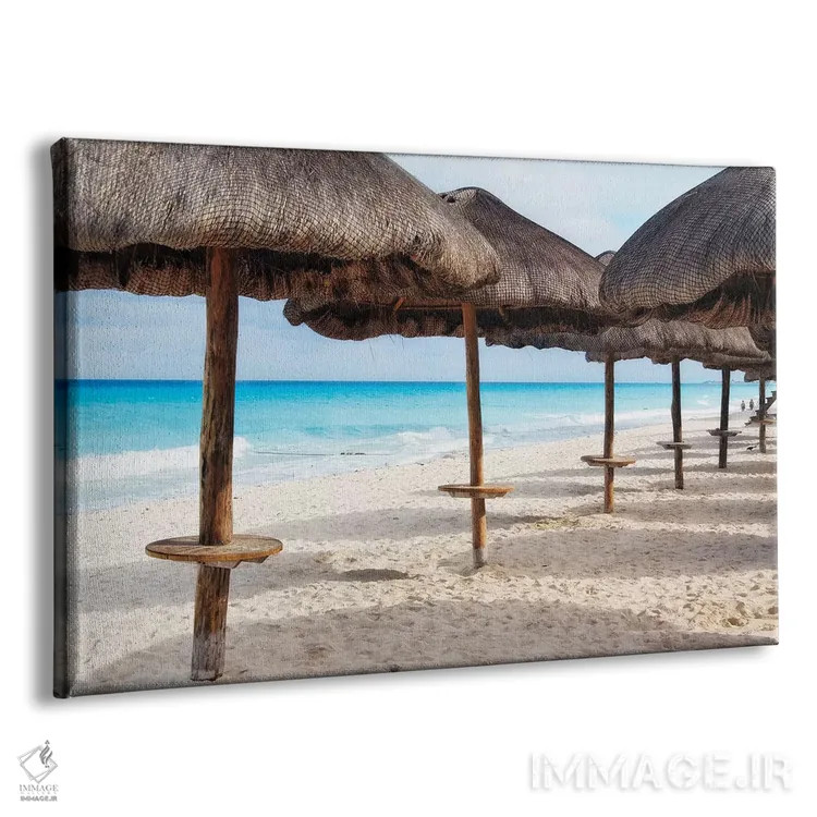 تابلو دکوراتیو کلبه های ساحلی کنار هم در کانکون، مکزیک اثر جورج اوزه - نمای پرسپکتیو محصول