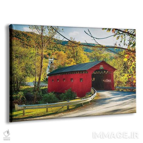 تابلو دکوراتیو پل سرپوشیده قرمز و کلیسا، ورمانت اثر جورج اوزه - نمای پرسپکتیو محصول