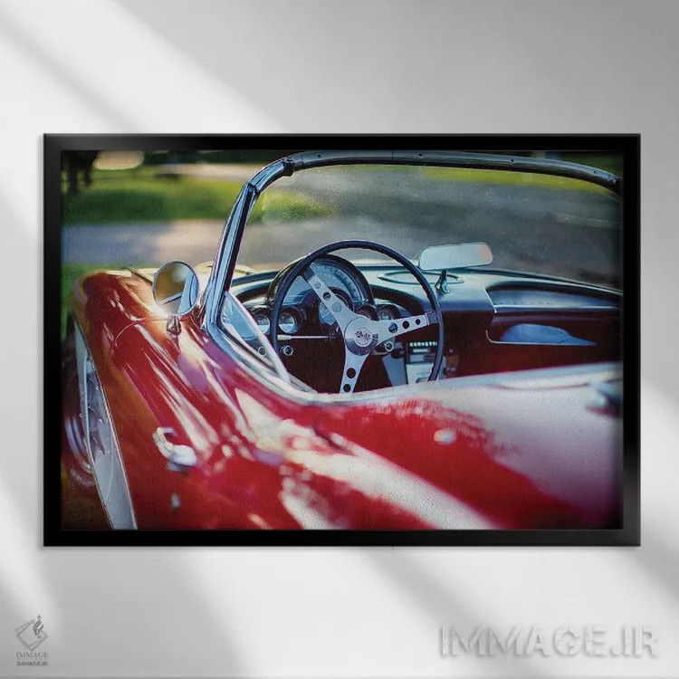 تابلو دکوراتیو نمای نزدیک کوروت کلاسیک قرمز اثر جورج اوزه - نمای قابدار مشکی