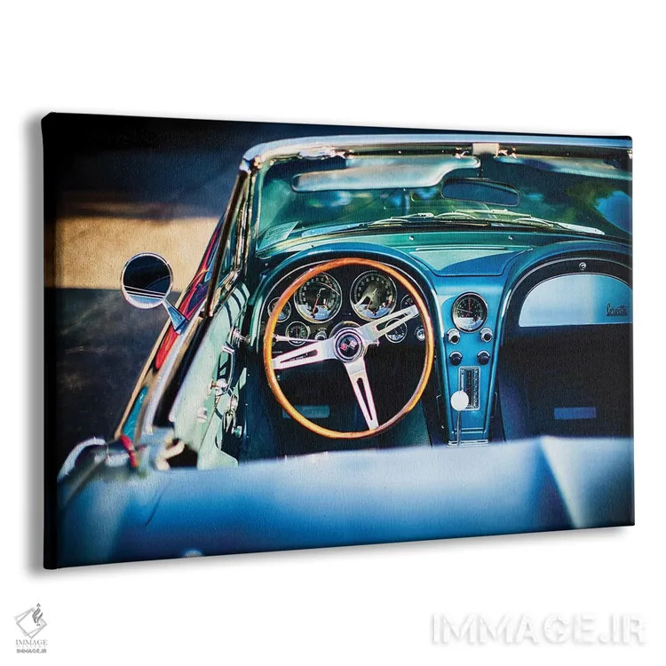 تابلو دکوراتیو فضای داخلی خودروی کلاسیک آمریکایی لوکس اثر جورج اوزه - نمای پرسپکتیو محصول