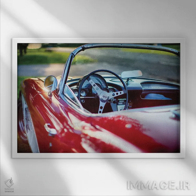 تابلو دکوراتیو نمای نزدیک کوروت کلاسیک قرمز اثر جورج اوزه - نمای قابدار سفید