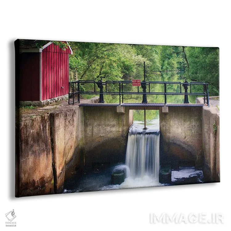 تابلو دکوراتیو صحنه قفل کانال در بهار اثر جورج اوزه - نمای پرسپکتیو محصول