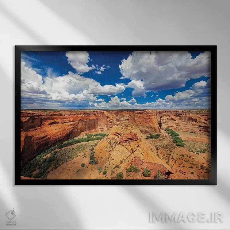 تابلو دکوراتیو دره سنگ ماسه ای قرمز، کنیون دو شی، آریزونا اثر جورج اوزه - نمای قابدار مشکی