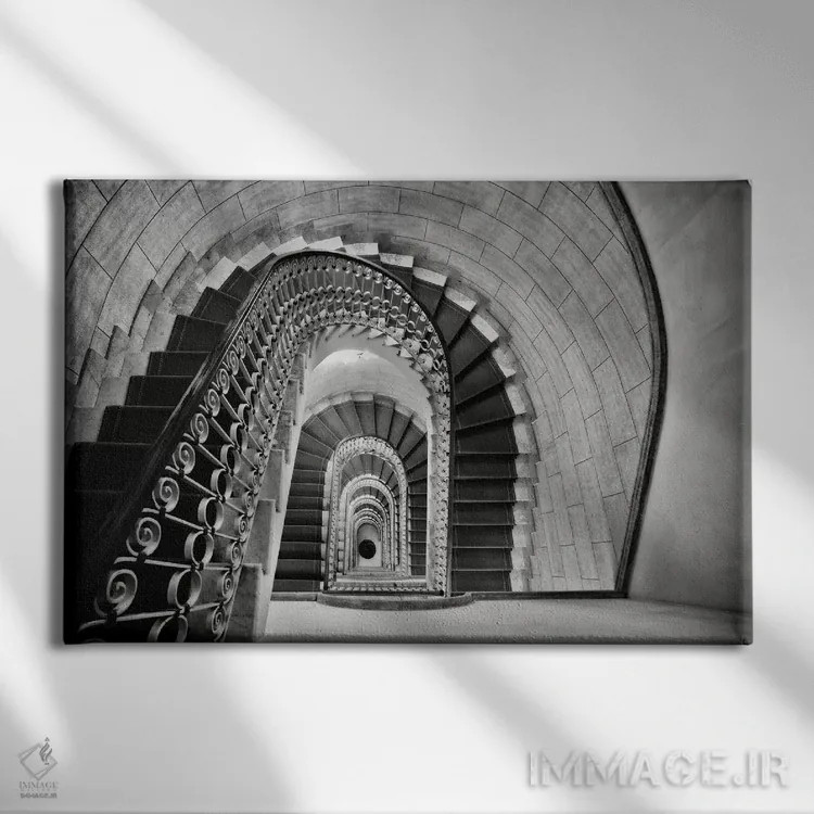 تابلو دکوراتیو نمای پرسپکتیو راه پله اثر جورج اوزه - نمای روبهرو روی دیوار