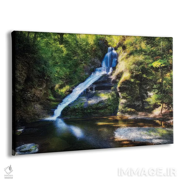 تابلو دکوراتیو نمای تابستانی از آبشار باورگمنز، پنسیلوانیا اثر جورج اوزه - نمای پرسپکتیو محصول