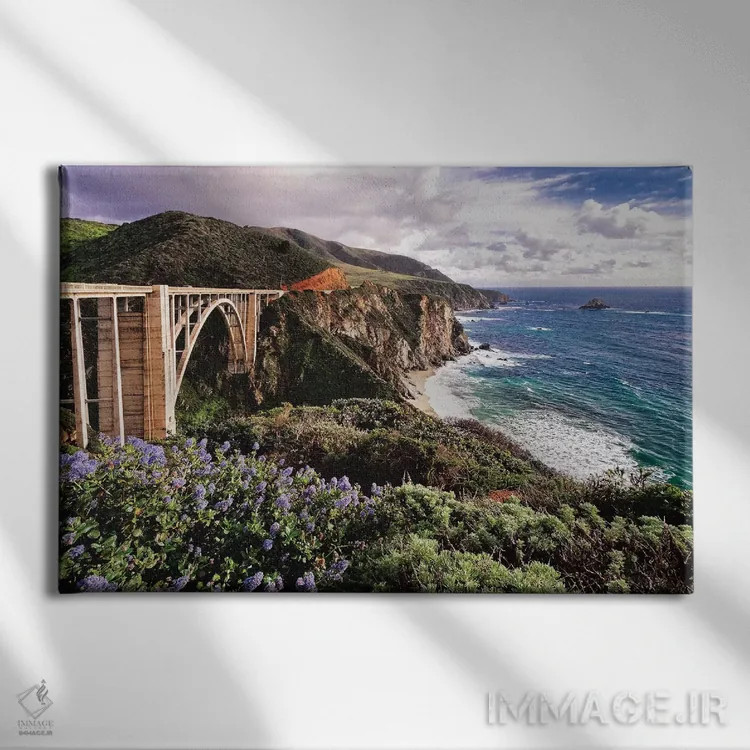تابلو دکوراتیو نمای پل بیگس بی کریک، بیگ سور، کالیفرنیا اثر جورج اوزه - نمای روبهرو روی دیوار