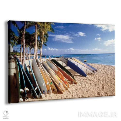 تابلو دکوراتیو تخته موج های ساحل وایکیکی اثر جورج اوزه - نمای پرسپکتیو محصول