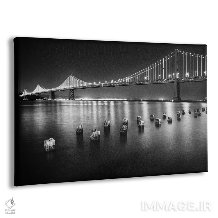 تابلو دکوراتیو بخش غربی پل خلیج در شب، سان فرانسیسکو اثر جورج اوزه - نمای پرسپکتیو محصول