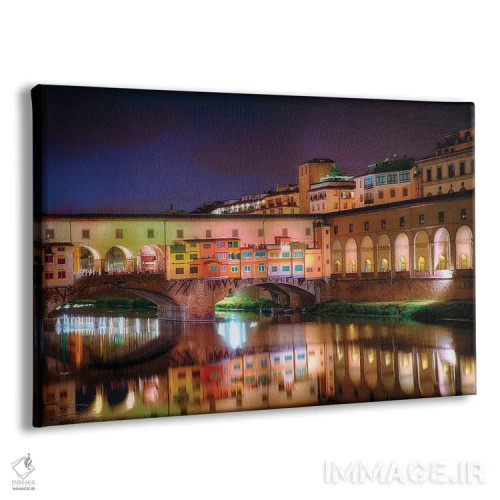 تابلو دکوراتیو انعکاس شبانه رود آرنو در پونته وکیو، فلورانس، توسکانی، ایتالی… اثر جورج اوزه - نمای پرسپکتیو محصول