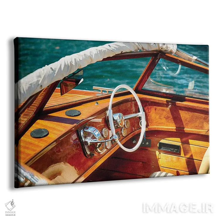 تابلو دکوراتیو فرمان و کنترل های قایق موتوری کلاسیک، دریاچه کومو، ایتالیا اثر جورج اوزه - نمای پرسپکتیو محصول