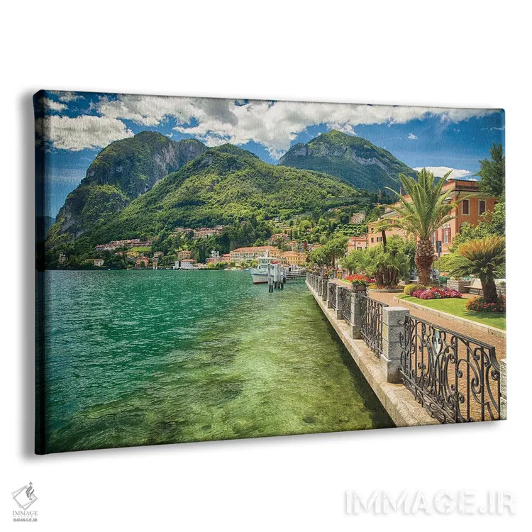 تابلو دکوراتیو نمای پیاده روی ساحلی، مناجیو، دریاچه کومو، لومباردی، ایتالیا اثر جورج اوزه - نمای پرسپکتیو محصول