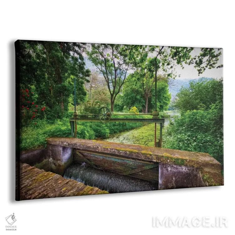 تابلو دکوراتیو قفل قدیمی بر جویبار نینفا، لاتینا، ایتالیا اثر جورج اوزه - نمای پرسپکتیو محصول