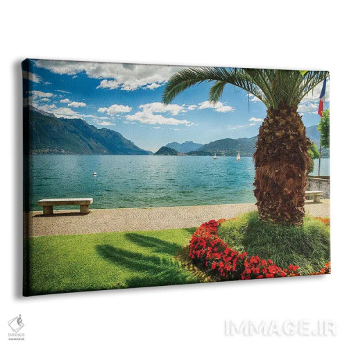 تابلو دکوراتیو نمای دیدنی از دریاچه کومو از پارک، ماجوره، دریاچه کومو، لومبا… اثر جورج اوزه - نمای پرسپکتیو محصول