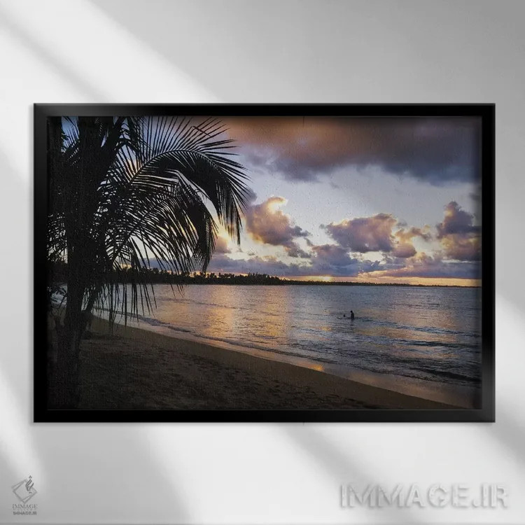 تابلو دکوراتیو غروب کارائیب، ساحل واسیا تلاگا، منطقه حفاظت شده طبیعی پینونس… اثر جورج اوزه - نمای قابدار مشکی