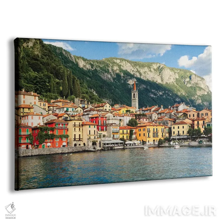 تابلو دکوراتیو نمای شهری کنار دریاچه کومو، وارنا، لومباردی، ایتالیا اثر جورج اوزه - نمای پرسپکتیو محصول