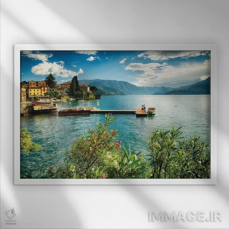 تابلو دکوراتیو نمای بندر وارنا اثر جورج اوزه - نمای قابدار سفید